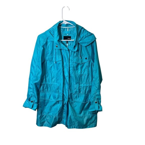 Hurley Womens Lightweight Turquoise Hooded Rain Jacket Sizee small - Picture 1 of 4